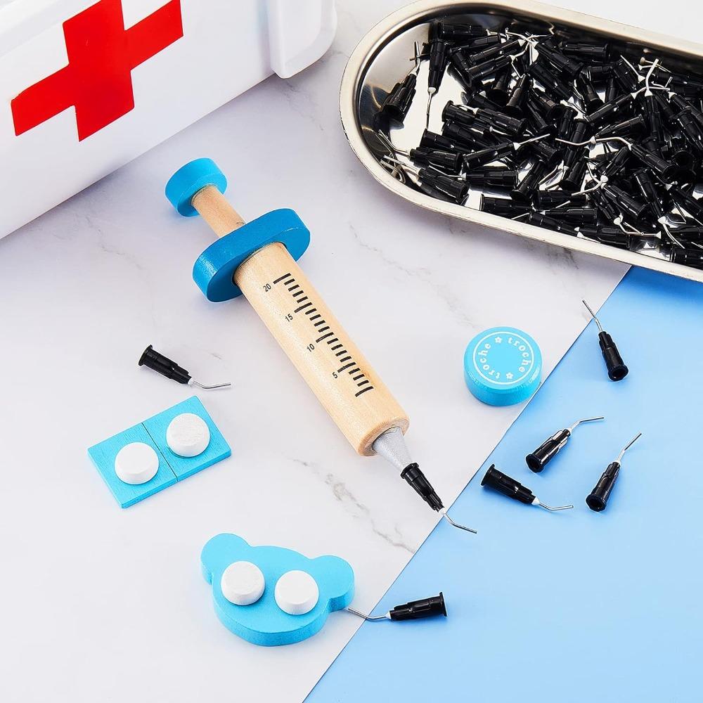 200pcs 20 Gauge Dispensing Needles Black Dispensing Needle Tips Pre Bent Flow Bent Dispensing Tips