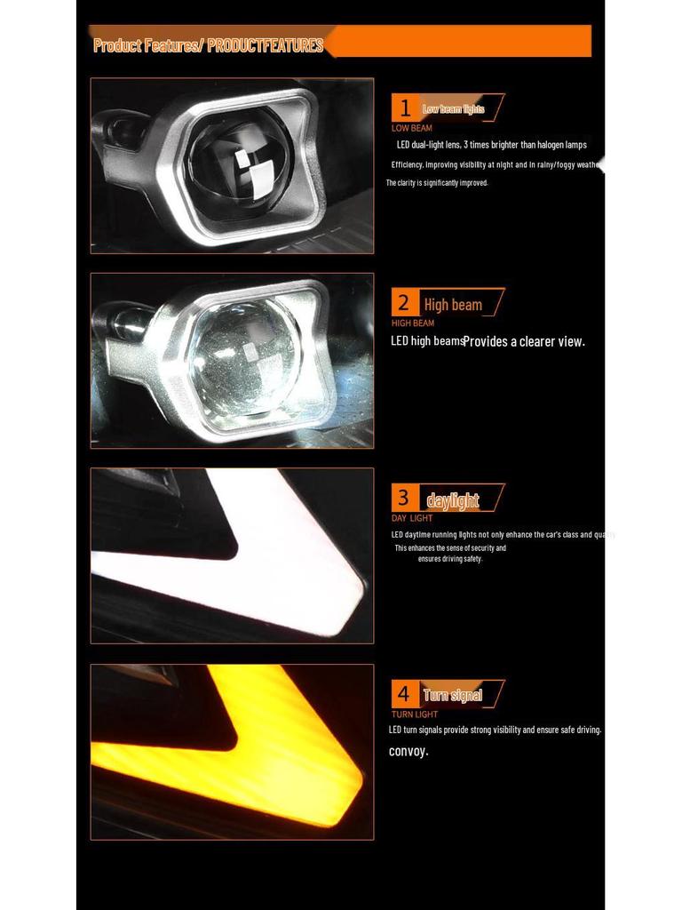 Compatible LED Projector Headlights with Sequential Turn Signals for Geely Xingrui 2020-2025 Models