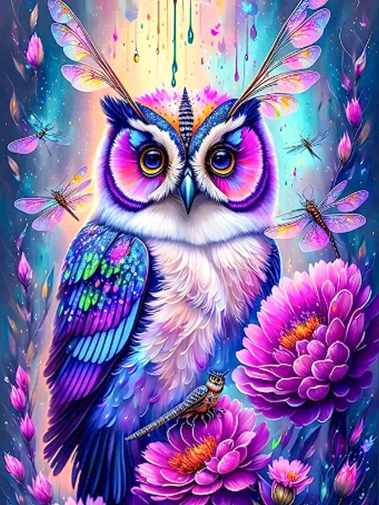 DIY 5D Diamond Painting Pink Owl Full Round Diamond Embroidery Cartoon Animal Cross Stitch Set Art Home Decoration
