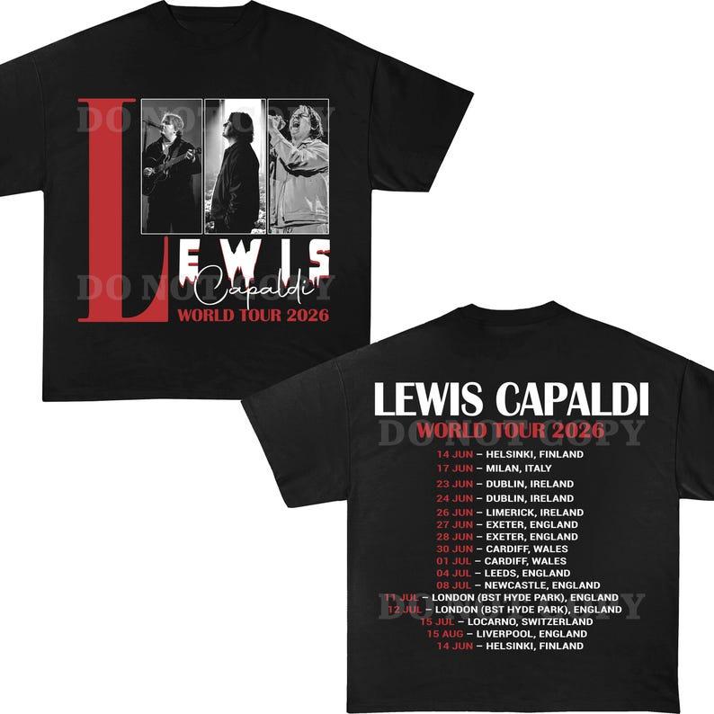 Lewis Capaldi Tour 2026 Hip Hop Unisex Shirt for Man and Woman 90s Style T-shirt Streetwear Trendy Cotton Oversized Short Sleeves Classic