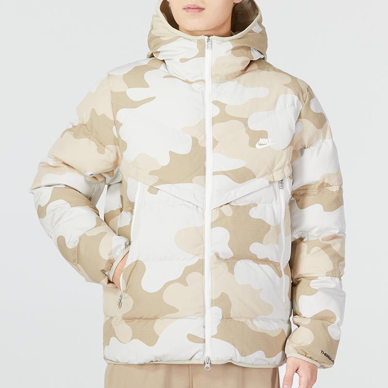 Nike Спортивная куртка-пуховик Windrunner с капюшоном, камуфляж 'Пустыня', DQ4936-072
