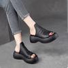 New Fashion Hollowed-out Fish-mouth Women's Shoes, Breathable Sponge Thick-soled Sandals, Large Size