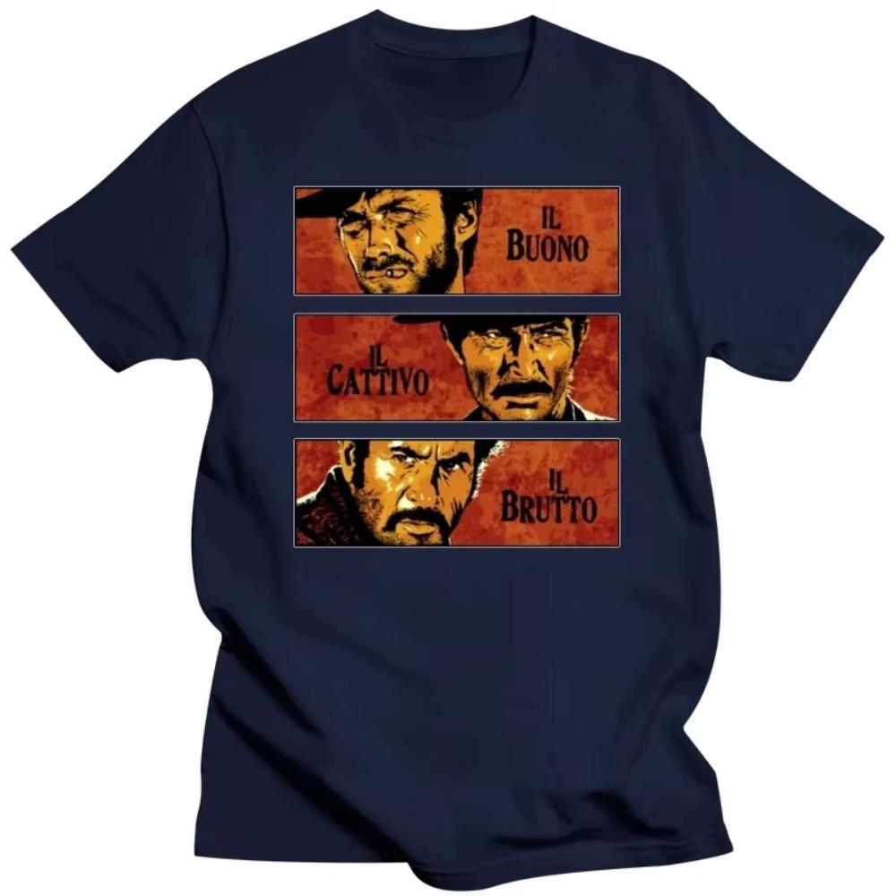 Винтажная футболка The Good The Bad And The Ugly Мужская футболка с коротким рукавом из чистого хлопка с принтом Il buono brutto cattivo Футболки Футболка с изображением телевизора
