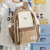 Dot Color Block Backpack Preppy Schoolbag Large Capacity Lightweight Backpack
