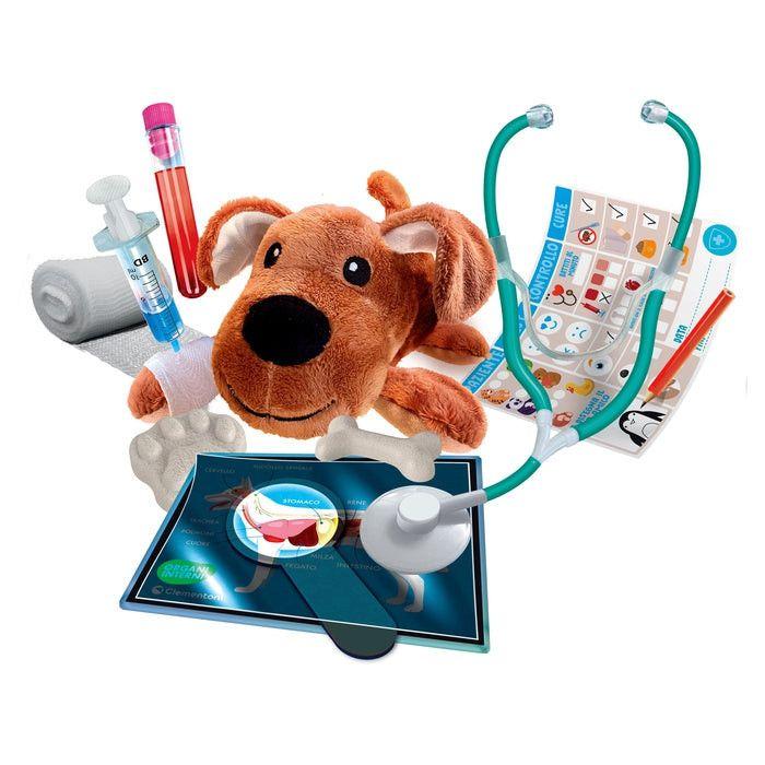 Jeu vétérinaire - CLEMENTONI - CLEMENTONI LAB-APPRENTI - Peluche à soigner - Stéthoscope - 6 éléments