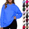 Women's Casual Loose Sports Drop Shoulder Sleeves Smooth Panel Hoodie Sweatshirt