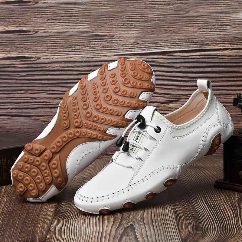 Genuine Leather Casual Men Loafers Comfortable Slip On Moccasins Flats Soft Daily Walking Driving Shoes