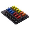 12 Ways Blade Fuse Holder Block, Car Boat Marine Fuse Box Holder Indicator 12V~24V Power Distribution Panel Board Car Kit Fuse