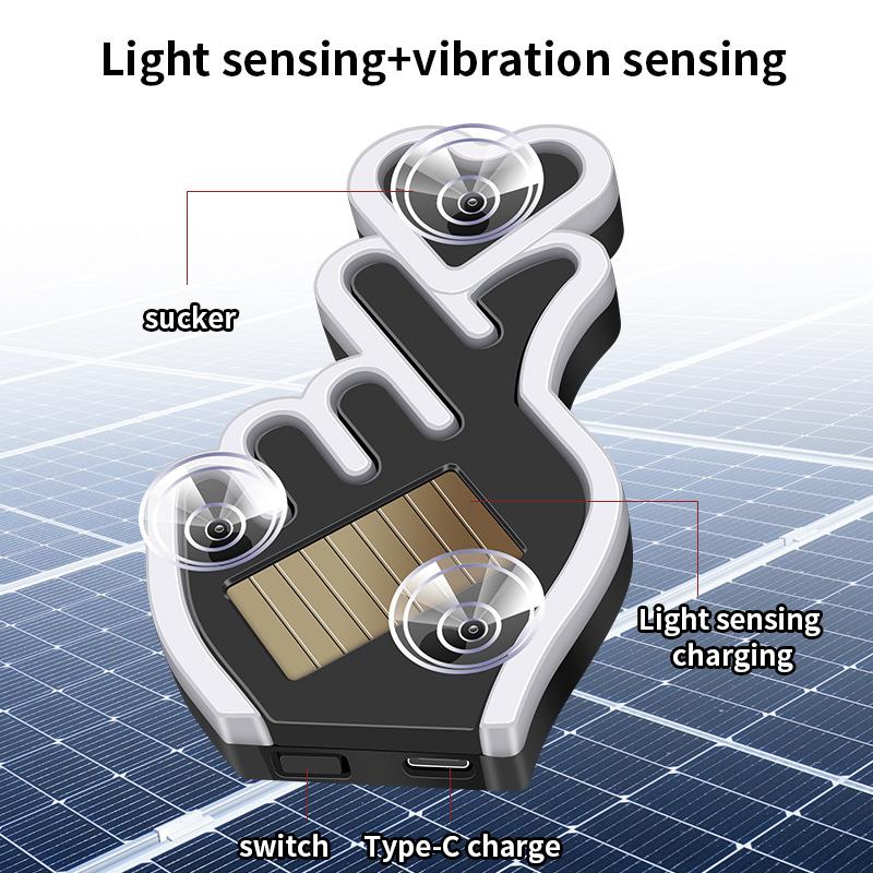 1/2PCS Car LED Solar Powered Heart-shaped Hand Gesture Atmosphere Light USB Charging Triangle Window Rear Window Decoration