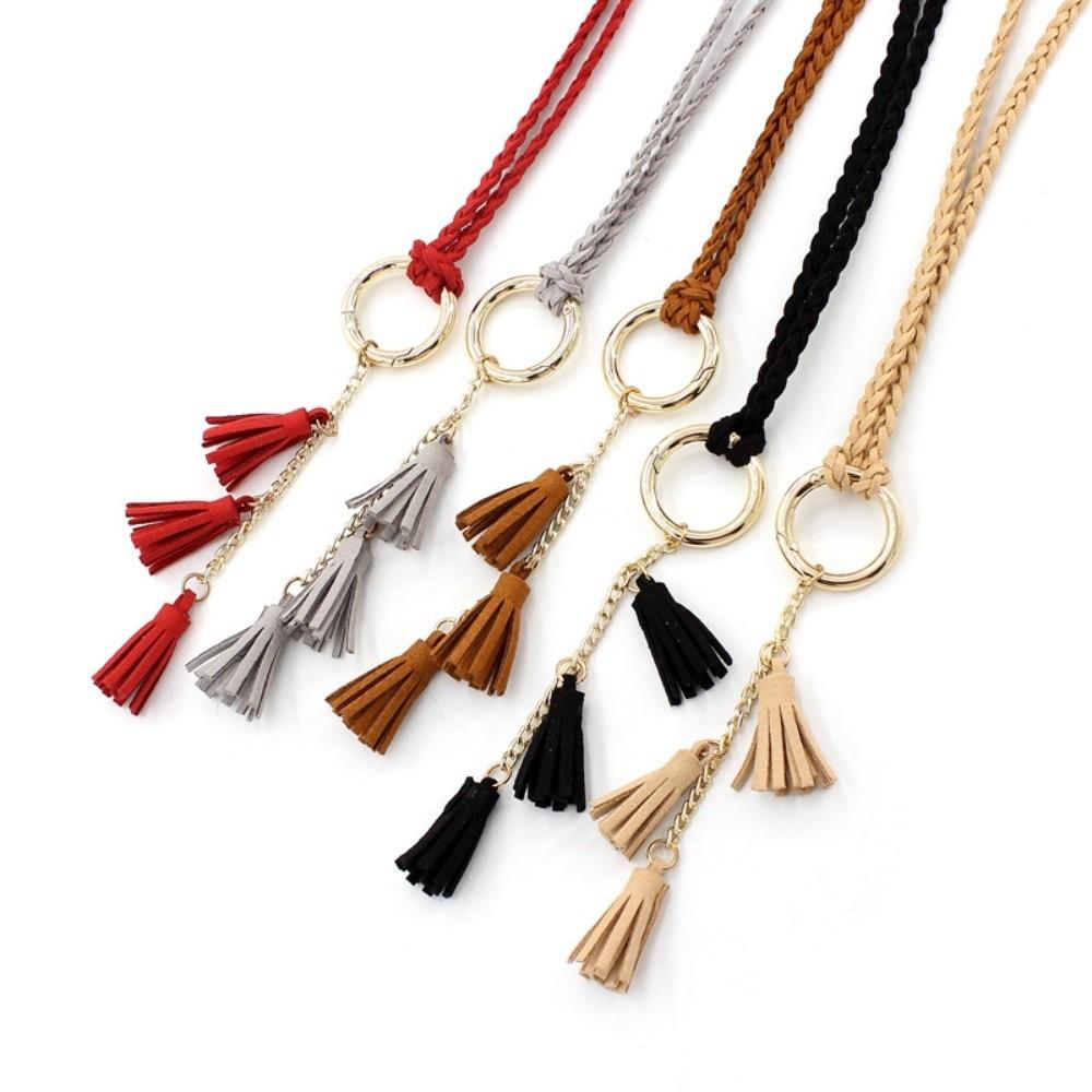 Solid Color Braided Tassel Belt Tassel Detail Dress Waistband New Knit Belt Casual Wear
