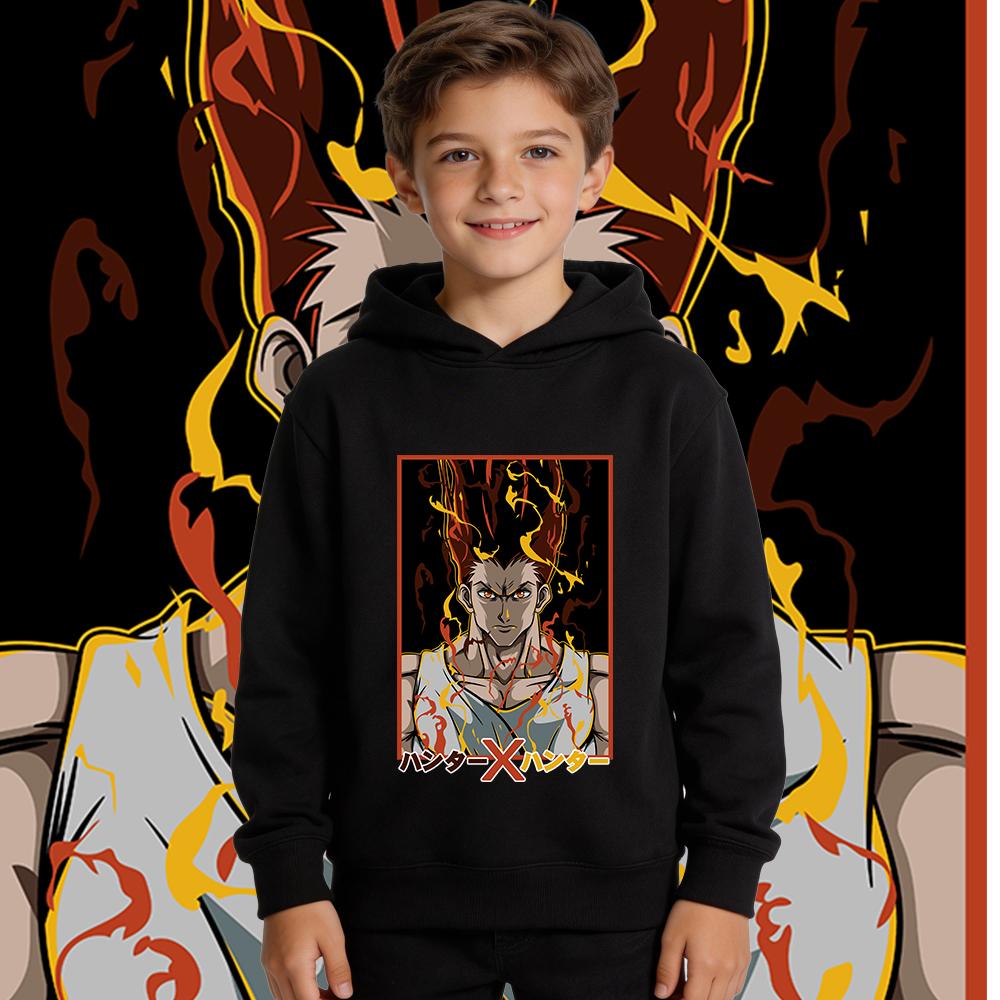 Hunter x Hunter Gon Anime Print Hoodie Kids Fleece Lined Pullover Warm Fall Winter Sweatshirt for Boys Girls
