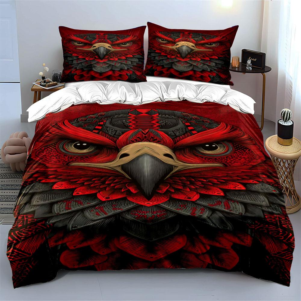 Red eagle face design. Bedding sets Duvet cover sets Duvet covers Pillowcases(1*Duvet Cover 2*Pillowcases without duvet insert)
