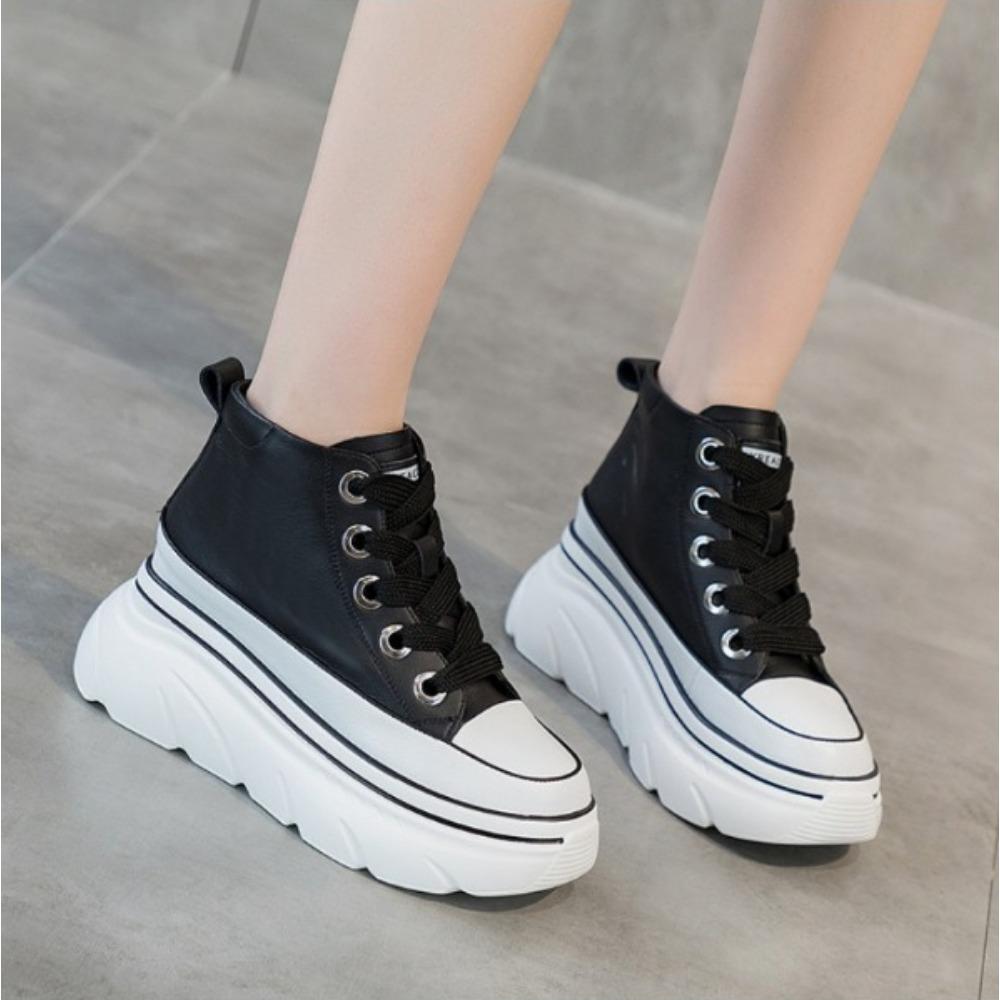 Little White Shoes for Women's Spring  Autumn Thick Sole High Top Shoe Board Shoes New Casual Sneakers Womens Platform Shoes
