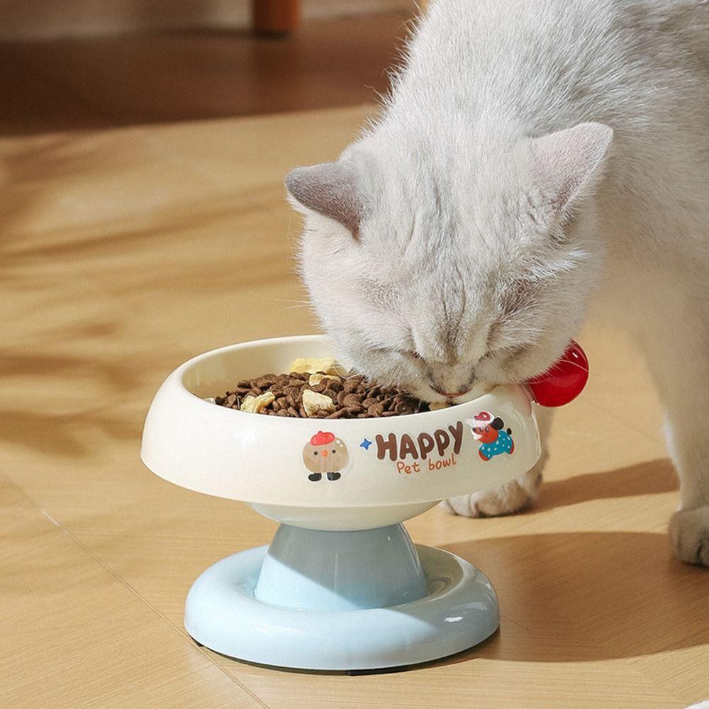 Stainless Steel Pet High Footed Bowl Cartoon Anti Slip Cat Bowl Large Capacity Anti Vomiting Elevated Pet Feeder Bowl