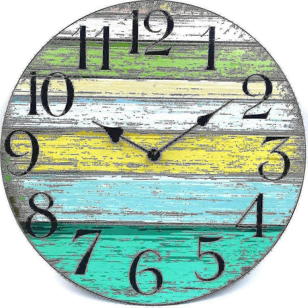 12 Inch Silent Wall Clock Battery-powered No Ticking Vintage Wooden Wall Clock - PP