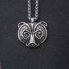 Viking Berserker Bear Head Pendant Necklace Stainless Steel Norse Viking Bear Necklace Men Women