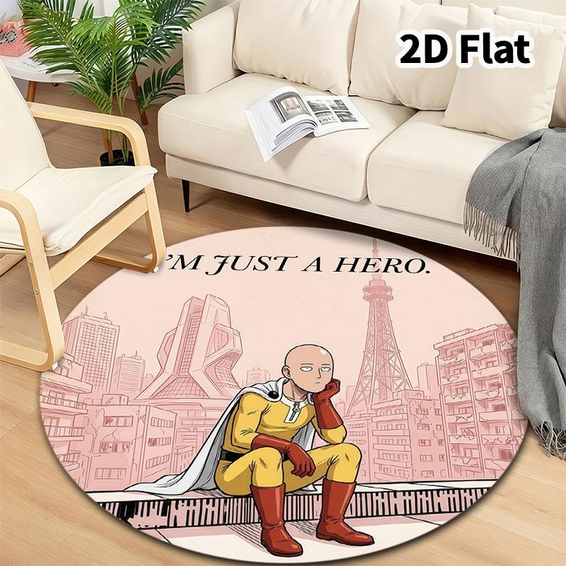 Onepunch Man Round Area Rug Carpet Rug For Living Room Bedroom Sofa Playroom Decor Nonslip Floor Mat