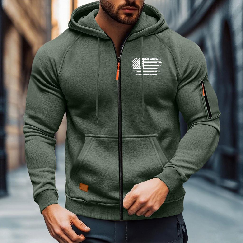 Men's Leisure Long Sleeves Zipper Hooded Hood Hoodie Coat Hooded Hood