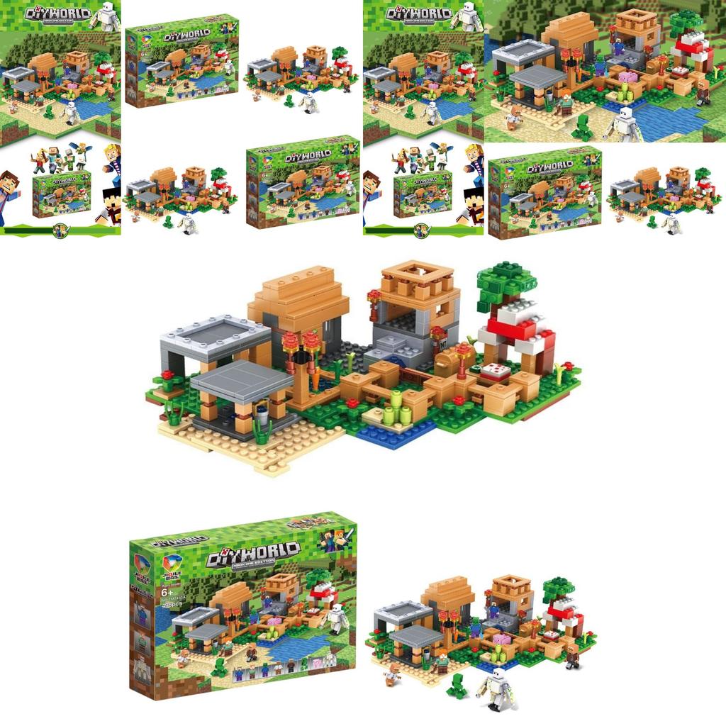 Игрушка-конструктор высокой сложности, совместимая с Lego Minecraft Village Boy Puzzle Assembly