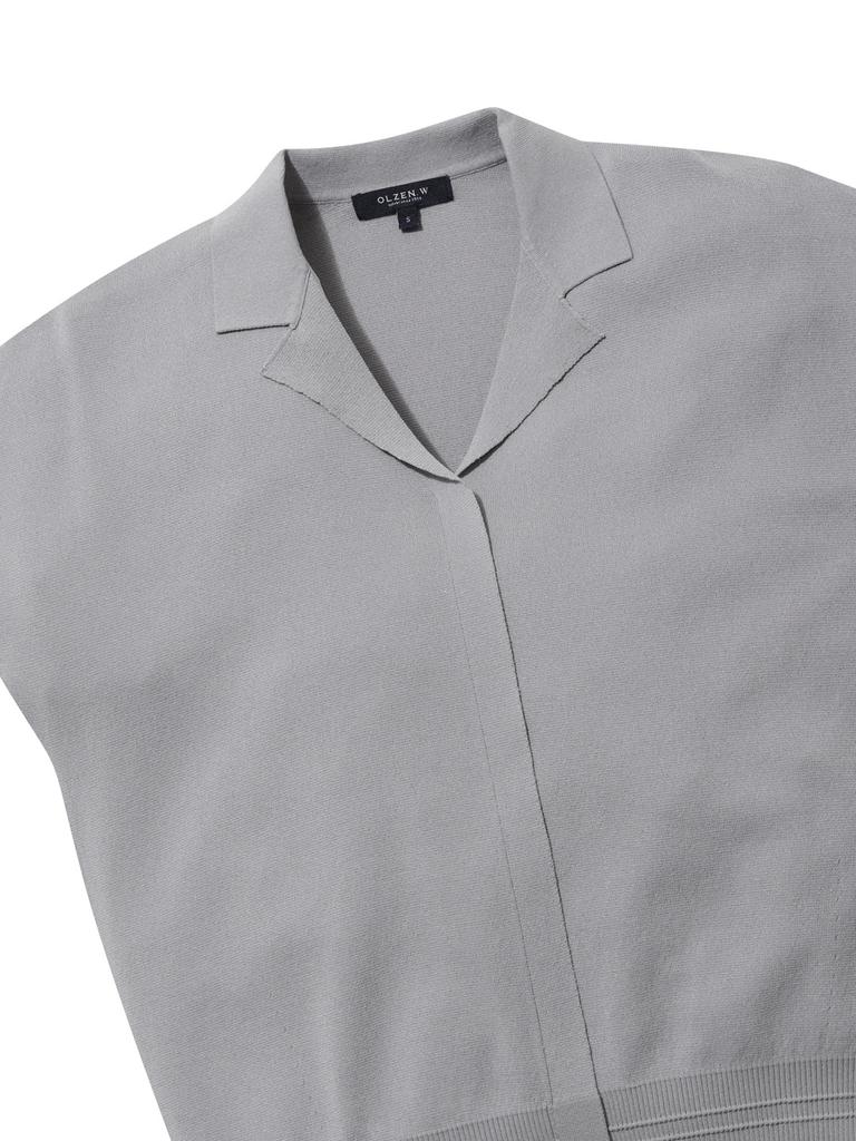 Женский свитер OLZEN с открытым воротником и коротким рукавом_Zlg2Et2309Gr