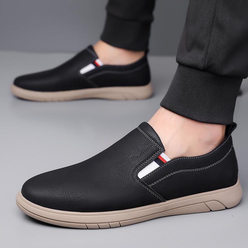 Мужские кожаные мокасины, нескользящая обувь для ходьбы, удобная повседневная обувь для мужчин, для работы, офиса, мужские туфли на плоской подошве