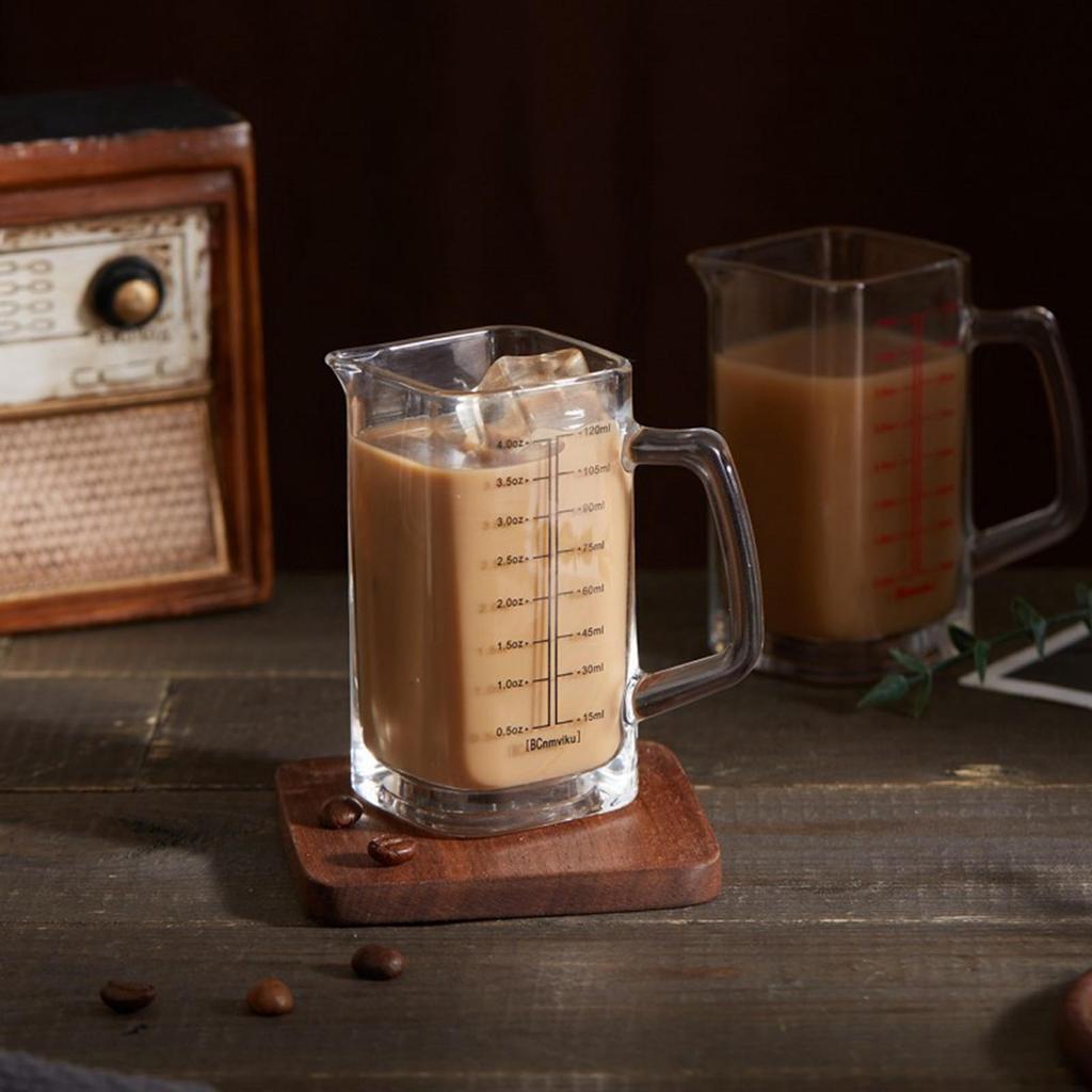 Прозрачная стеклянная мерная чашка, кувшины для эспрессо и носик, стеклянная посуда для питья, кувшин для вспенивания молока для