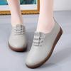 Мягкая подошва полые одинарные туфли женские 2024 винтажные кожаные низкие каблуки повседневные туфли женские уличные нескользящие мокасины на шнуровке