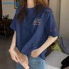Jeanswest 2026 Летняя женская свободная футболка из чистого хлопка с коротким рукавом