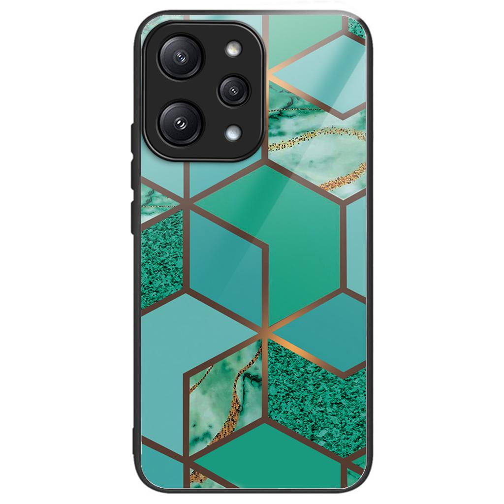 For Xiaomi Redmi 12 5G (Global)/Poco M6 Pro 5G Phone Case Marble Pattern Tempered Glass Back Cover