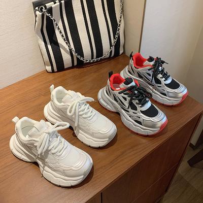 Ботинки Violent Bear женские туфли для пап весна и осень 2025 новые популярные повседневные маленькие белые спортивные туфли на толстой подошве