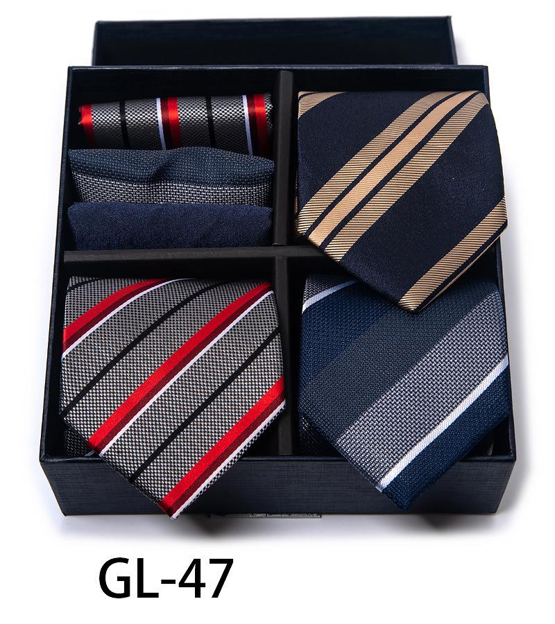 Men'S Gift Box Set Tie Fashion Business Net Color Jacquard Tie Square Scarf