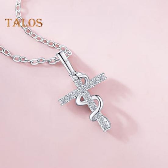 Женское ожерелье с подвеской в виде креста в виде змеи из кубического циркония, полая цепочка, регулируемая длина, гальваническое полированное ожерелье со знаком зодиака «Год Змеи»