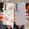 Pink Bowknot Print Leather Texture TPU Soft Case For Samsung S25 Ultra S24 FE S23 A56 A16 A55 A36 A26 A15 Lens Protection Matte Shockproof Phone Cover