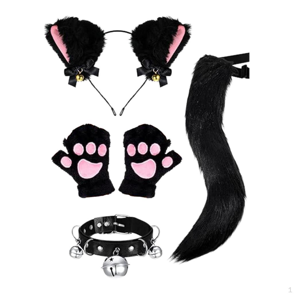 Лисьи уши хвост перчатки воротник комплект животных косплей для карнавала