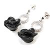 Les Trésors De Lily [J3115] - Серебряные серьги Rose Noire с черным родиевым покрытием - 28x11 мм