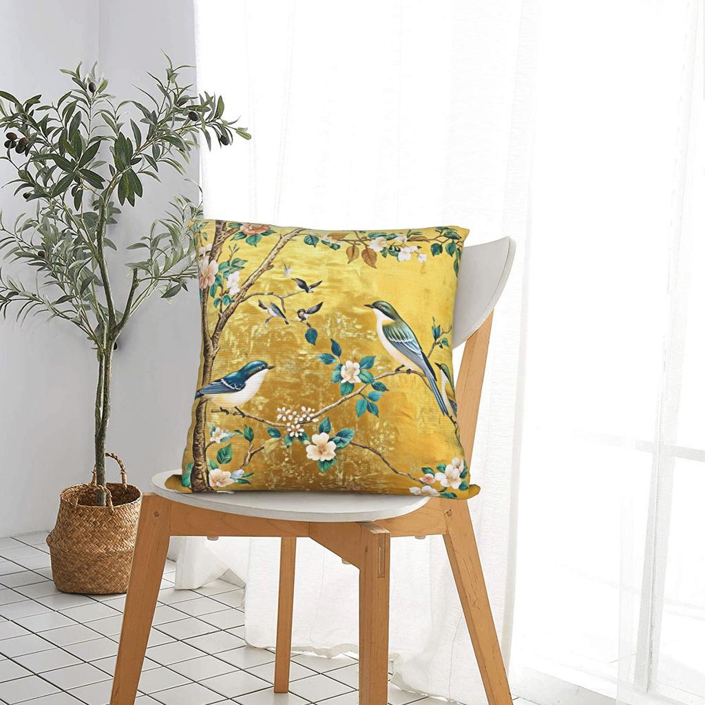 Flowers And Birds Pillow Cover Vintage Pillow Case For Living Room Bed Chair Comfy Pillowcases Gift Idea