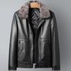 New Genuine Leather Jacket for Men, First-layer Cowhide Down Jacket, Short Lapel Jacket, Warm and Thickened Jacket