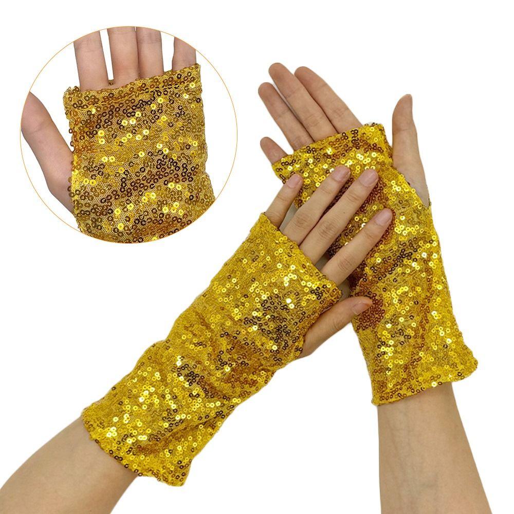 Vintage Cosplay Mittens Fingerless Dancing Gloves Fashion Sequins Gloves Party Club