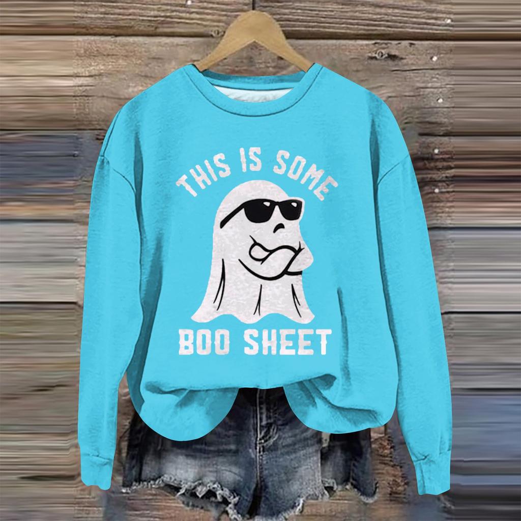 Женская мода свободный повседневный карман с длинным рукавом толстовка с принтом свитшот