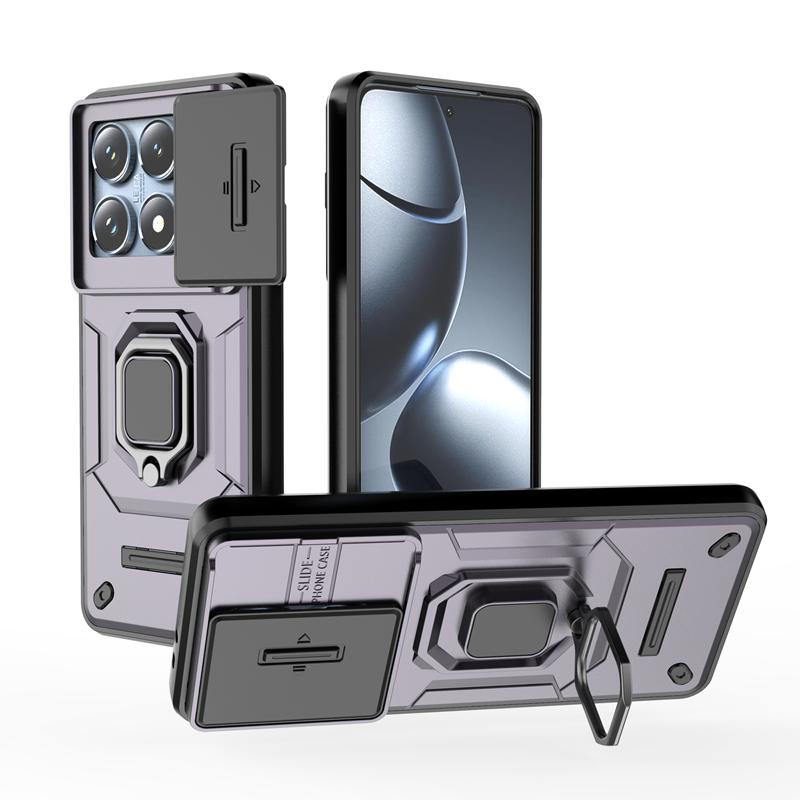 Armor Magnetic Ring Stand Funda для Xiaomi 14T Pro Mi 14T 5G Case Slide Camera Protection Cover для Mi14T 14TPro Capa