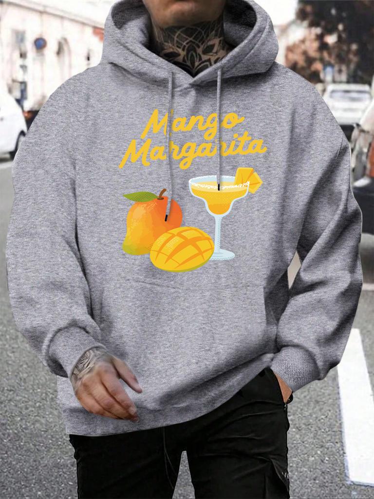 Manga Margarita Fresh Fruit Printing Men Hoodies All-Match Casual Hoody Autumn Fleece Hoodie Loose Pocket Male Streetwear