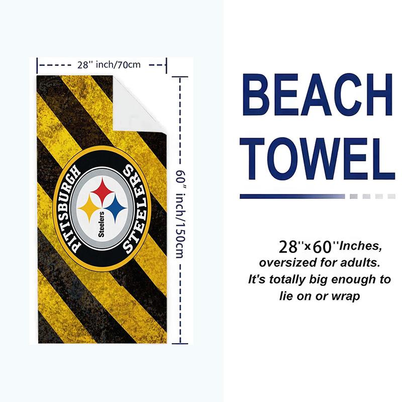Pittsburgh Steelers Logo Print Beach Towel, Large Soft Quick Dry Towel for Beach Camping Swimming