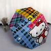 Hello Kitty,Plaid Pattern Automatic Folding Umbrella-Simple 8-Rib Design, Bright Cartoon Pattern, Durable Iron Frame, Suitable For Travel, O