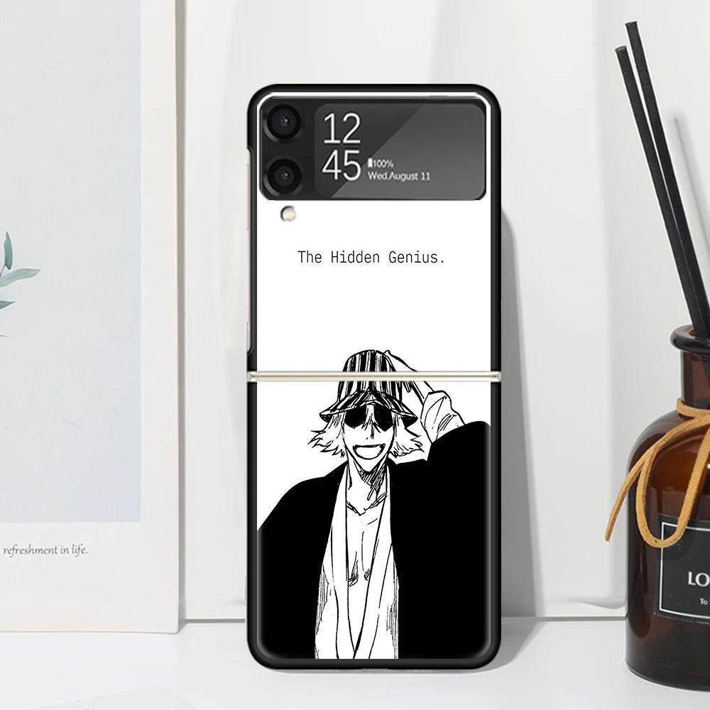 Bleach Kisuke Urahara Phone Case Cover for Samsung Galaxy Z Flip 7 6 5 4 3 5G Flip3 Flip4 Flip5 ZFlip6 ZFlip7 Black Fundas Clear