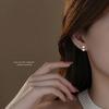 Real 925 Sterling Silver Freshwater Pearl Zircon Stud Earring Gift for Women  Party Fine Jewelry Gift