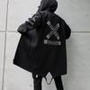 Ko'cha uslubidagi bahorgi moda erkaklar uchun kundalik trench palto Harajuku kapyushonli lentalar o'rta uzunlikdagi erkaklar kurtkasi