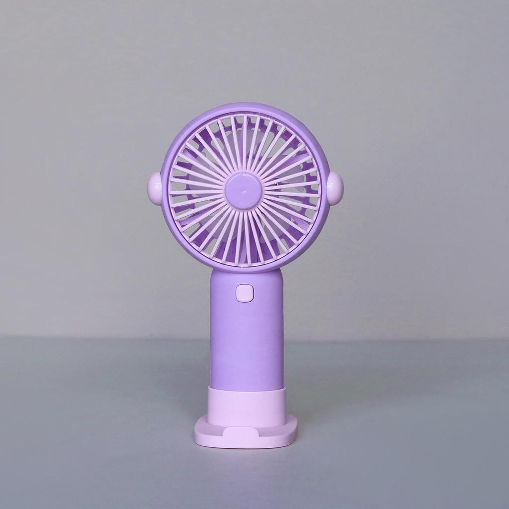 Rechargeable Handheld Cartoon Mini Fan with Base - Portable, Creative, Desktop-Friendly