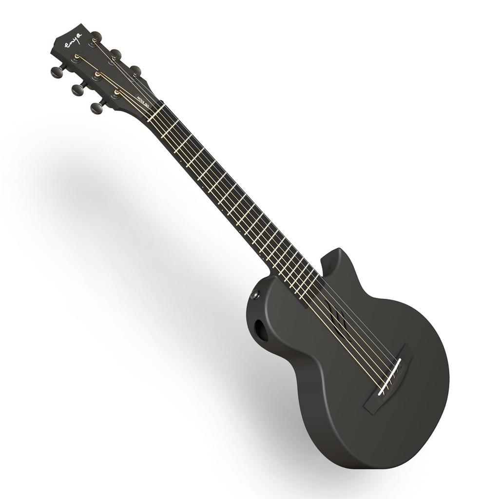 Enya Nova Go Mini Acoustic Guitar, 1/4-Size Carbon Fiber Mini Guitar Beginner Kit with Guitar Case (Black)