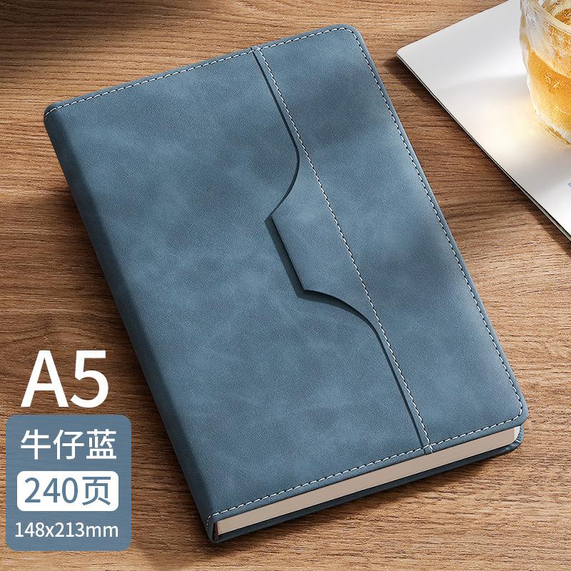 High-Level Business Office Portable Notebook Faux Leather Cover Wireless Binding Custom Logo-Gift Notepad Work 100 Sheets Diary