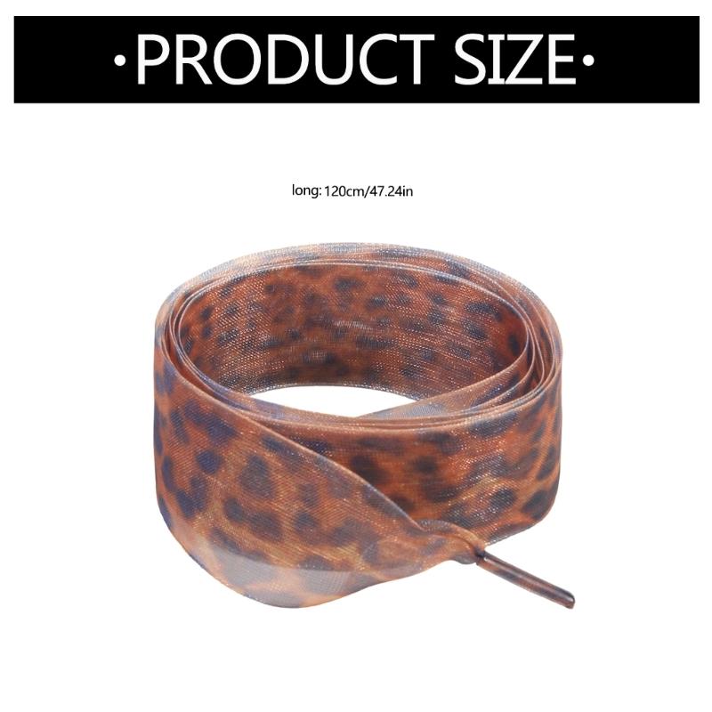 Leopard Print Sheer Shoe Laces 2.5cmX120cm Wide Flat Shoelaces Anti Slip Sneakers Shoe Lace Replacement For Men Women